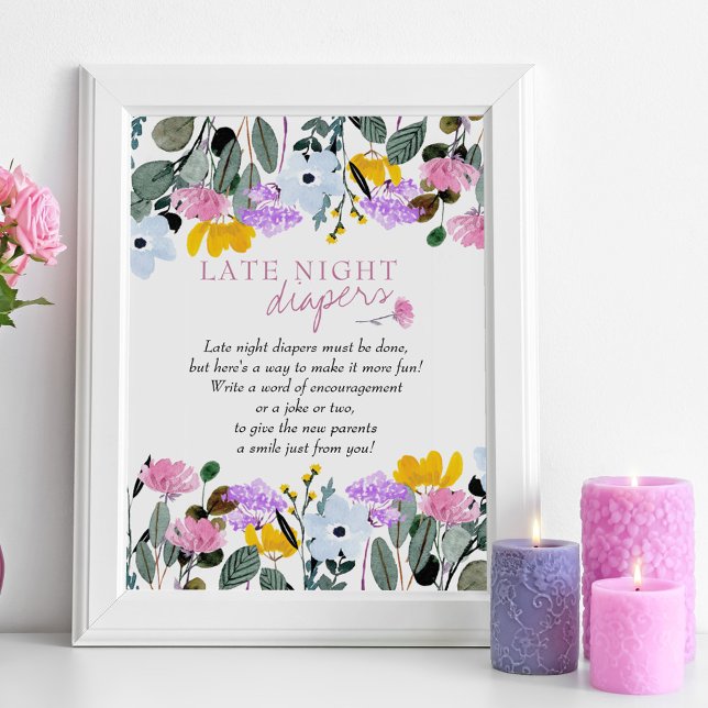 Poster Jogo de Chá de fraldas de Flor Selvagem de Fraldas (Baby Shower activity sign from my Wildflower Lawn Collection. Order printed or digital download.
)
