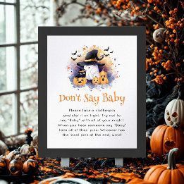 Poster Jogo de Chá de fraldas do Halloween 'Don't Say Bab