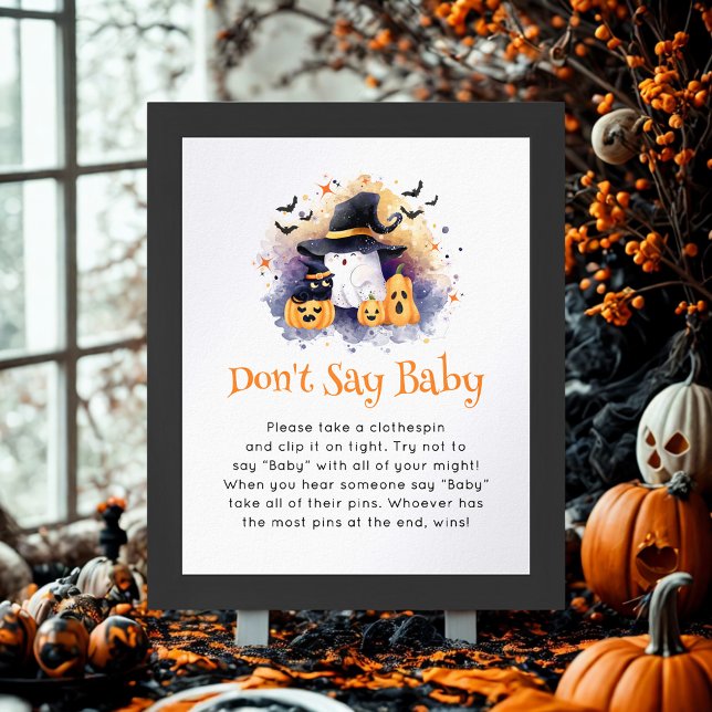Poster Jogo de Chá de fraldas do Halloween 'Don't Say Bab (Criador carregado)