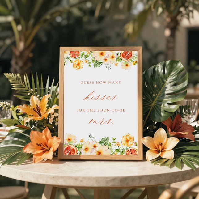 Poster Jogo de Chá de Noiva Citrus Floral Quantos Beijos (Criador carregado)