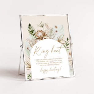 Poster Jogo de chá de panela de caça ao anel de erva Boho