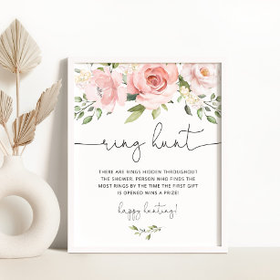 Poster Jogo de chá de panela de caça ao anel floral, co