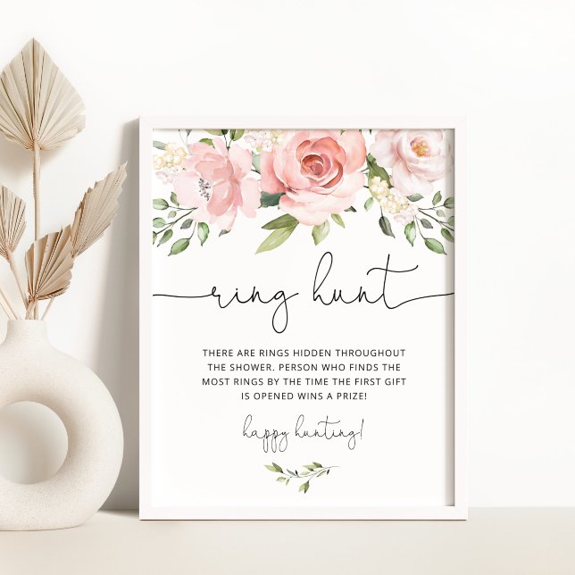 Poster Jogo de chá de panela de caça ao anel floral, cor- (Criador carregado)