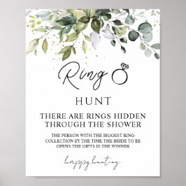 Poster Jogo de Chá de panela Greenery Ring Hunt
