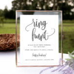 Poster Jogo de Chá Ring Hunt, Caligrafia Minimalista<br><div class="desc">Esta atividade de chá é muito divertida! Use o formulário modelo para adicionar sua personalização.</div>