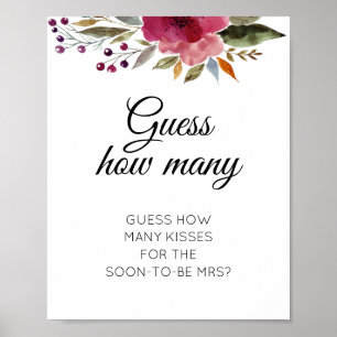 Poster Jogo de Chuva de Noiva Floral Adivinhe Quantos Bei