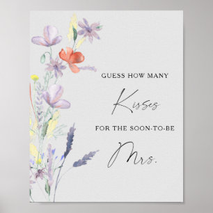 Poster Jogo de chuveiro de noiva Boho Floral quantos beij