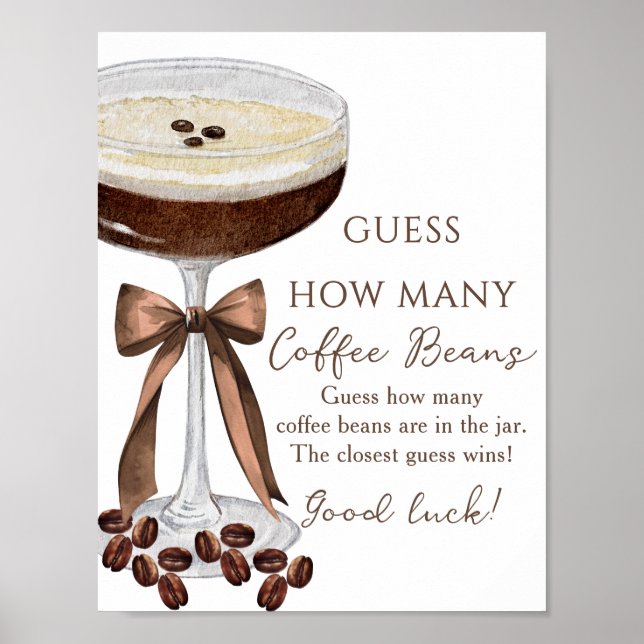 Poster Jogo de Chuveiro de Noiva Espresso Martini Adivinh (Frente)