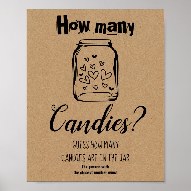 Poster Jogo de Chuveiro de Noiva Quantos Doces Sinal (Frente)