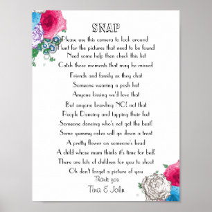 Pôster Jogo de Fotos de Casamento com Design de Rosa Boni