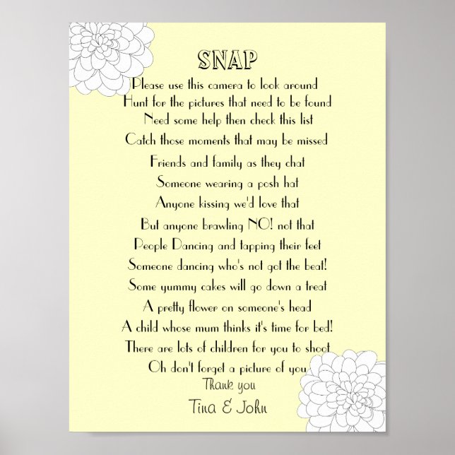 Pôster Jogo de Fotos de Casamento Espião Snap (Frente)