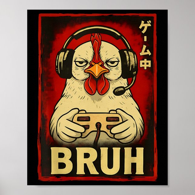 Poster Jogo de Frango Bruh Vídeo Engraçado de Frango Jogo (Frente)