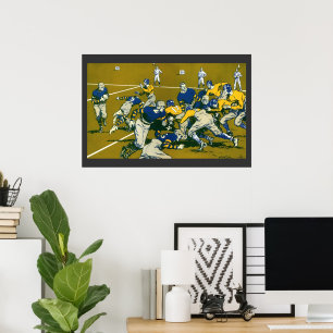 Poster Jogo de Futebol Vintage Esporte, equipes Douradas