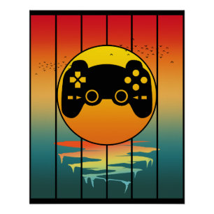 Pôster Jogo de Jogos para Jogos do Sunset Vintage