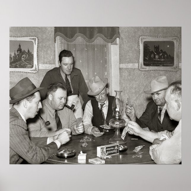 Pôster Jogo de Pôquer, 1939. Foto Antiga (Frente)