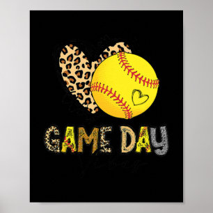 Poster Jogo de Softball Vibes Leopard Softball Jogo da Mã