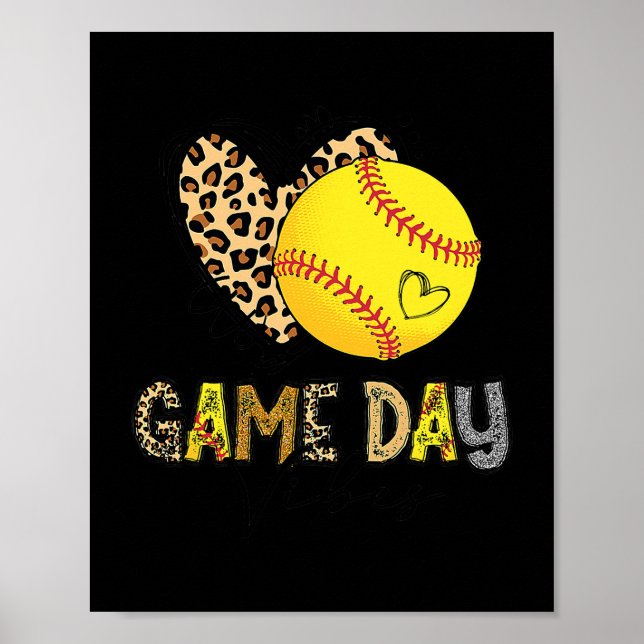 Poster Jogo de Softball Vibes Leopard Softball Jogo da Mã (Frente)