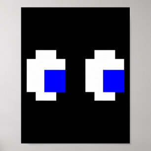 Poster Jogo de Vídeo com Arcade de Pixel de Olhos Fantasm