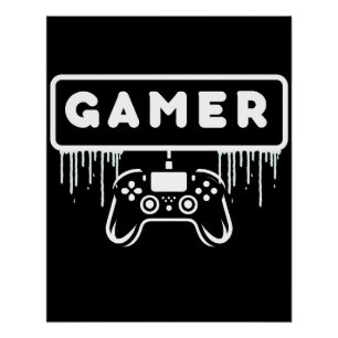Pôster jogo de vídeo com controlador de gamer retrô