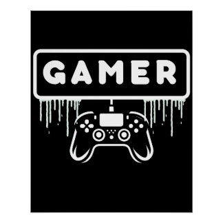 Pôster jogo de vídeo com controlador de gamer retrô