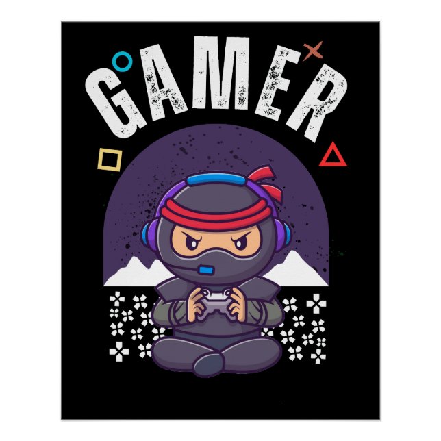 Pôster jogo de vídeo com controlador de gamer retrô (Frente)