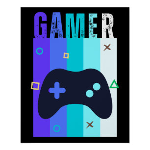 Pôster jogo de vídeo com controlador de gamer retrô