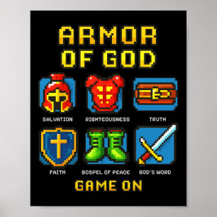 Poster Jogo de Vídeo Cristão Armado de Deus Pixel Faith
