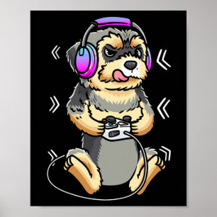 Poster Jogo de Vídeo de Cachorro Morkie Console de Jogos