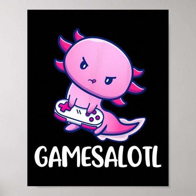 Poster Jogo de Vídeo de Jogada Axolotl Cute (Frente)