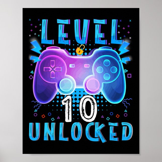 Poster Jogo de Vídeo Desbloqueado do Nível 10 10º Anivers (Frente)