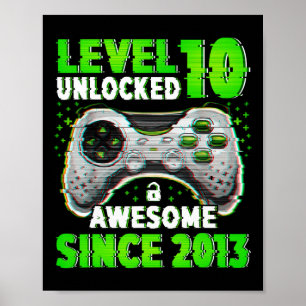 Poster Jogo de vídeo desbloqueado do nível 10 com 10 anos