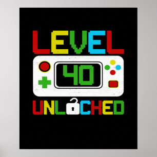Poster Jogo de Vídeo Desbloqueado do Nível 40 10º Pres