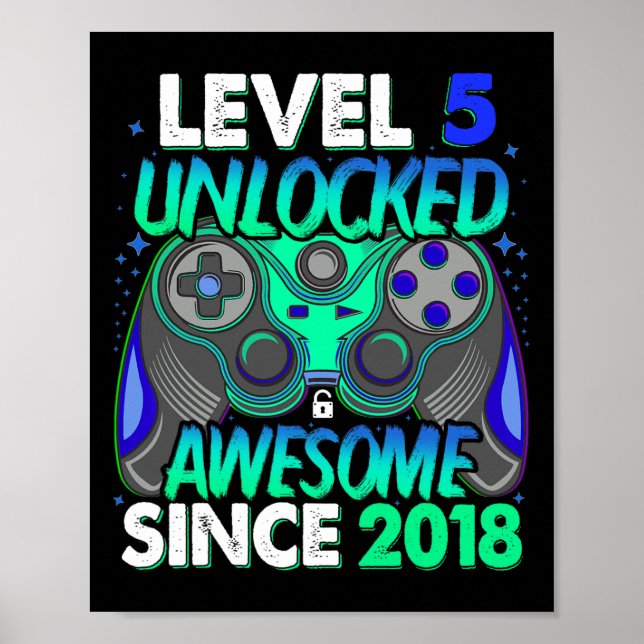 Poster Jogo De Vídeo Desbloqueado Do Nível 5, 5 Bi (Frente)