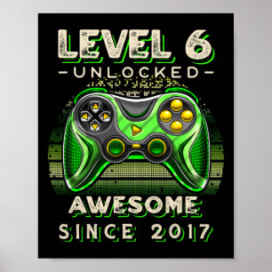 Poster Jogo de Vídeo Desbloqueado do Nível 6 - Aniversári