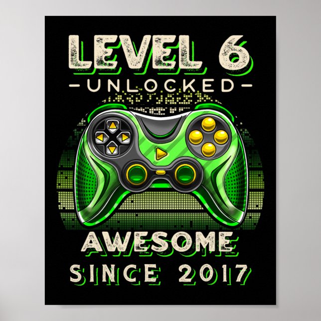Poster Jogo de Vídeo Desbloqueado do Nível 6 - Aniversári (Frente)