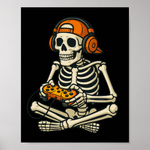 Poster Jogo de Vídeo Esqueleto Jogo Halloween Adolescente