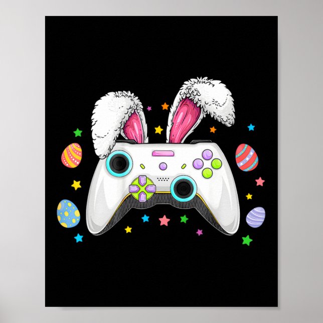 Poster Jogo de Vídeo Ovos Coelhinhos Páscoa Boinas (Frente)