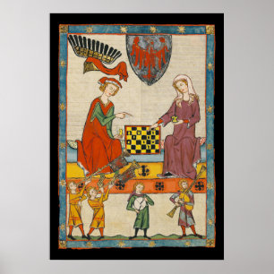 Poster Jogo de Xadrez Século XIV Codex Manesse