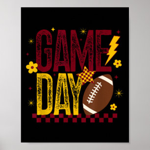 Poster Jogo Dia de Futebol Estação Retro Maroon Dourado V