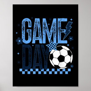 Poster Jogo Dia de Futebol Estação Retroativa Azul Verifi