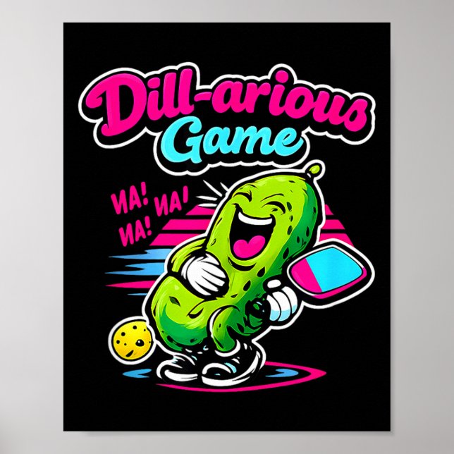 Poster Jogo dill-arious pickleball retrô rindo picles  (Frente)