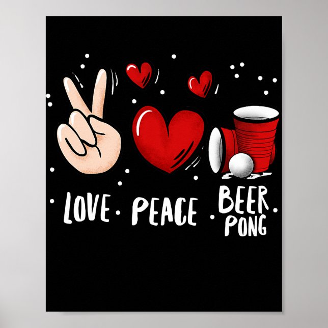 Poster Jogo do Bebendo Pong Beer Beer Pong Beer Peace Lov (Frente)