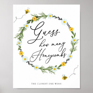 Poster Jogo do Chá de fraldas das abelhas Adivinha Quanto