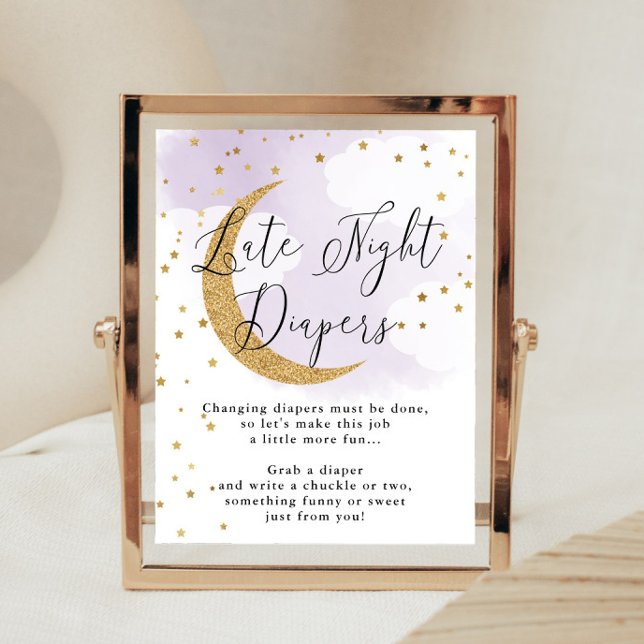 Poster Jogo do Chá de fraldas Dourado Roxo das Fraldas No (Criador carregado)
