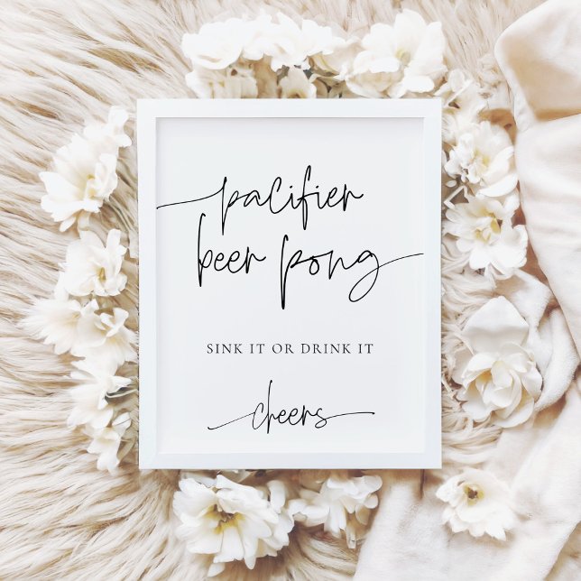 Poster Jogo do Chá de fraldas Pong da Cerveja Pacificador (Criador carregado)