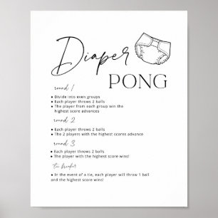 Poster Jogo do Chá de fraldas Pong de Fralda para impress