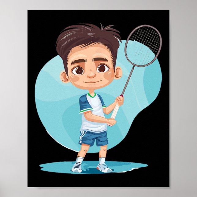 Poster Jogo Do Jogador De Badminton Para Rapazes (Frente)