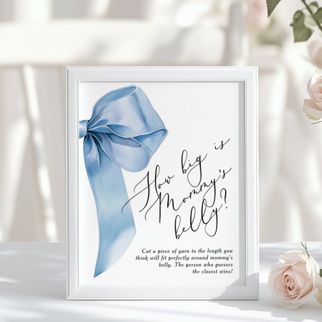 Poster Jogo do tamanho da barriga da mamãe com laço azul (Criador carregado)