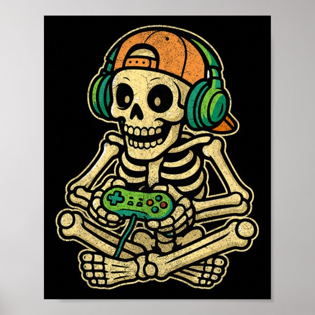 Poster Jogo Engraçado Skeleton Jovens Jovens Jovens Jogos (Frente)