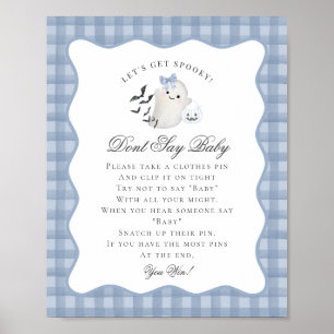 Poster Jogo Fantasma Boo Pequeno Azul Pastel Não Diga Beb